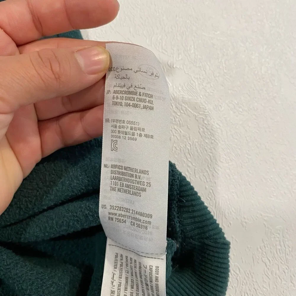 Hollister Colorblock Hoodie Green White Logo Pullover Sweatshirt Size S